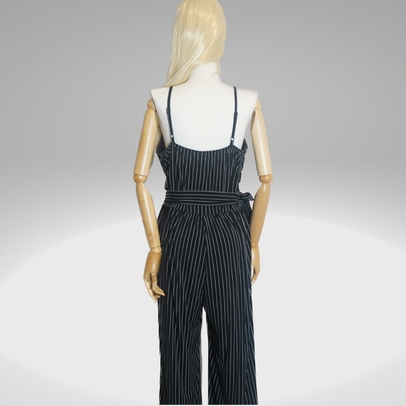 kaileigh black stripe tie jumpsuit - Picture 2 of 2